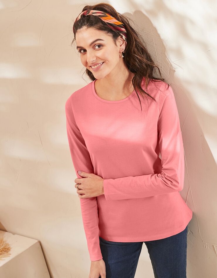 Tee-shirt uni, manches longues (corail grisé) Tee-shirt uni, manches longues (corail grisé)
