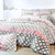 Linge de lit Marlow en coton motifs géométriques (gris / rose)