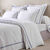 Linge de lit uni double bourdon - percale de coton 80 fils/cm&sup2; (blanc / bleu)