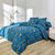 Linge de lit Geoffroy en coton &agrave; motifs graphiques (bleu paon)