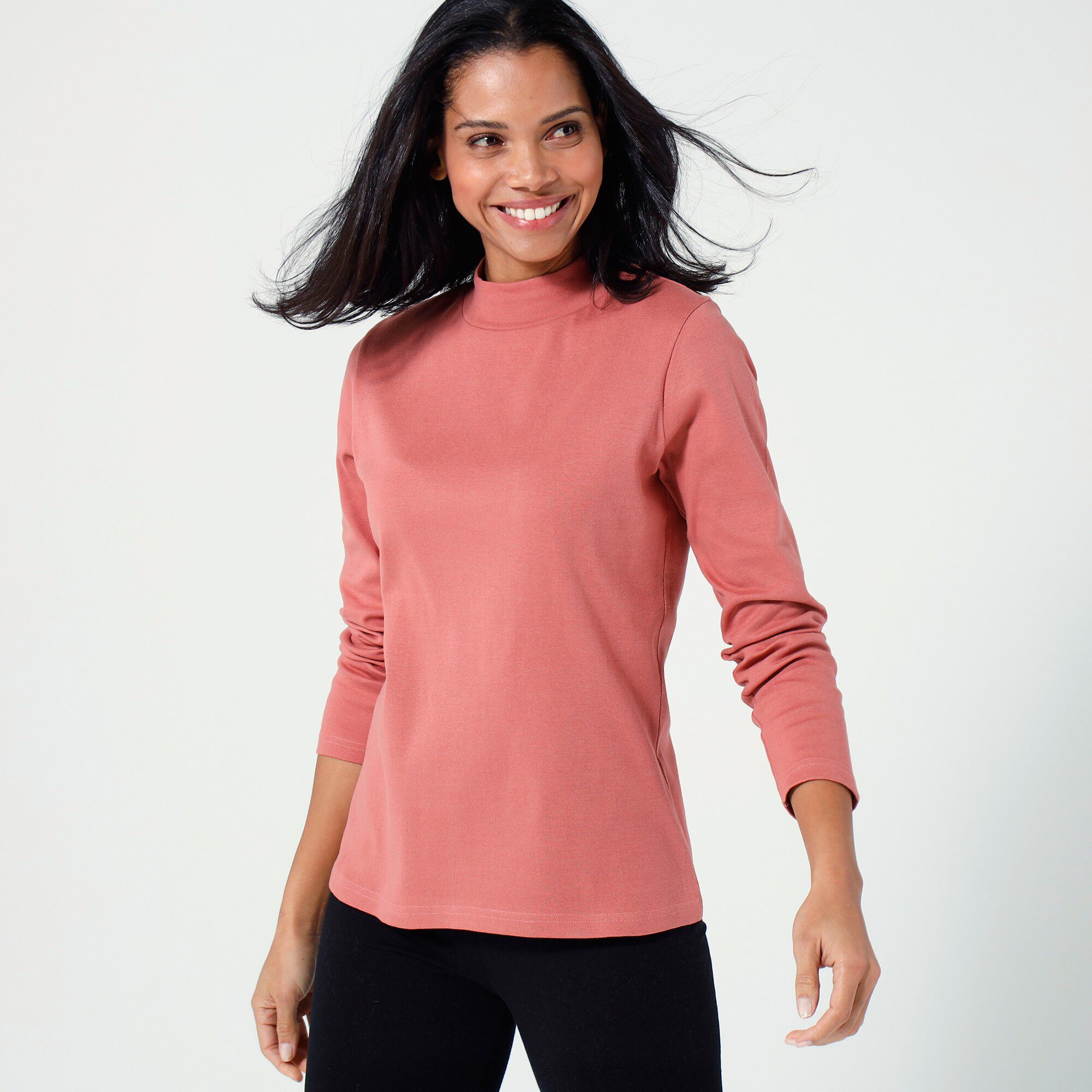 Tee shirt col 2025 montant manches longues