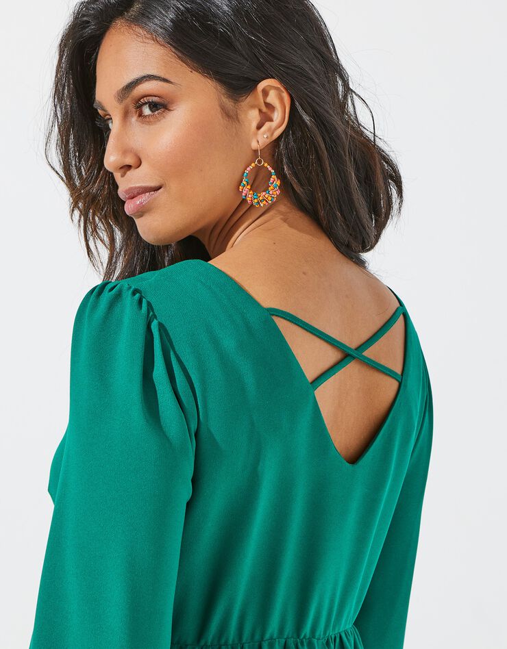 Robe dos croisé unie (vert) Robe dos croisé unie (vert)