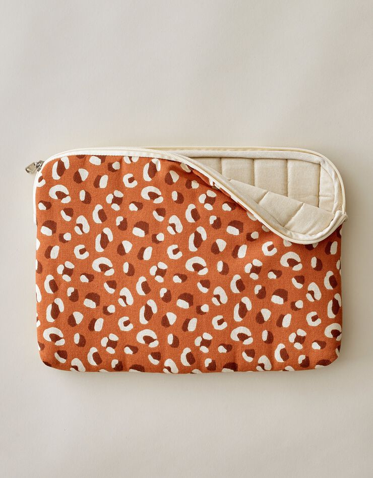 Housse zippée matelassée pour tablette, imprimé Savana (caramel) Housse zippée matelassée pour tablette, imprimé Savana (caramel)