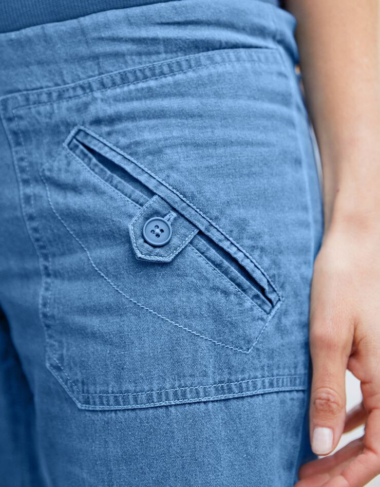 Pantalon coupe droite 7/8ème taille élastiquée, denim (bleached clair) Pantalon coupe droite 7/8ème taille élastiquée, denim (bleached clair)