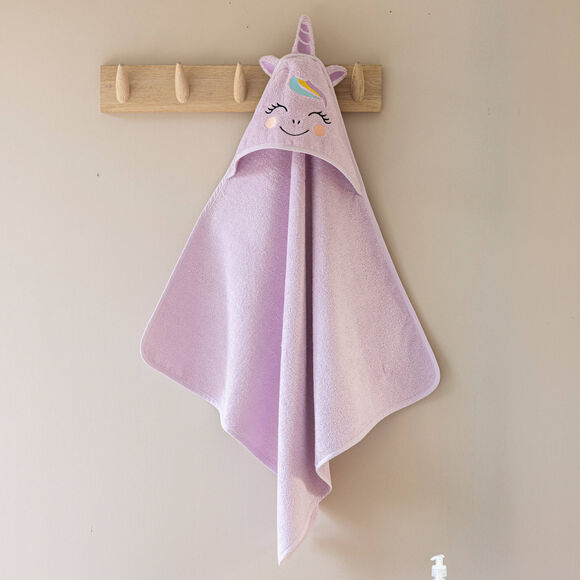 Cape de bain bébé déguisement licorne (parme)
