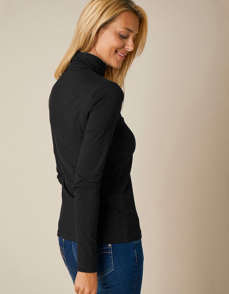 Sous-pull col roulé coton stretch uni (noir)