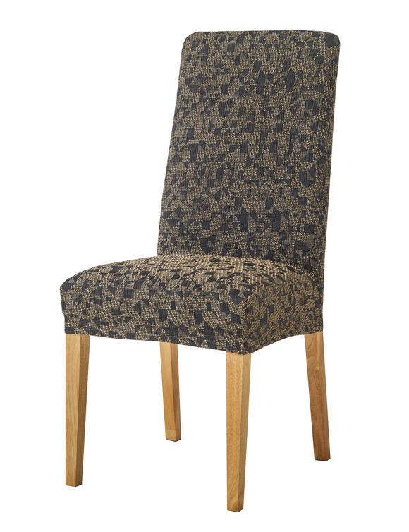 Housse de chaise extensible, motif tachet&eacute; graphique (marron)