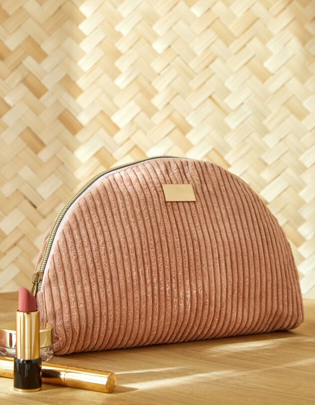 Trousse de toilette en velours zippée (rose)