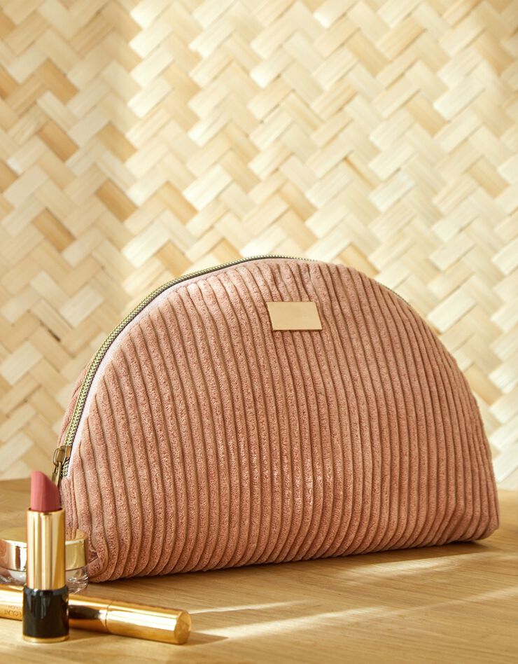 Trousse de toilette en velours zippée (rose)