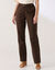 Pantalon coupe mom coton-lin uni (chocolat)