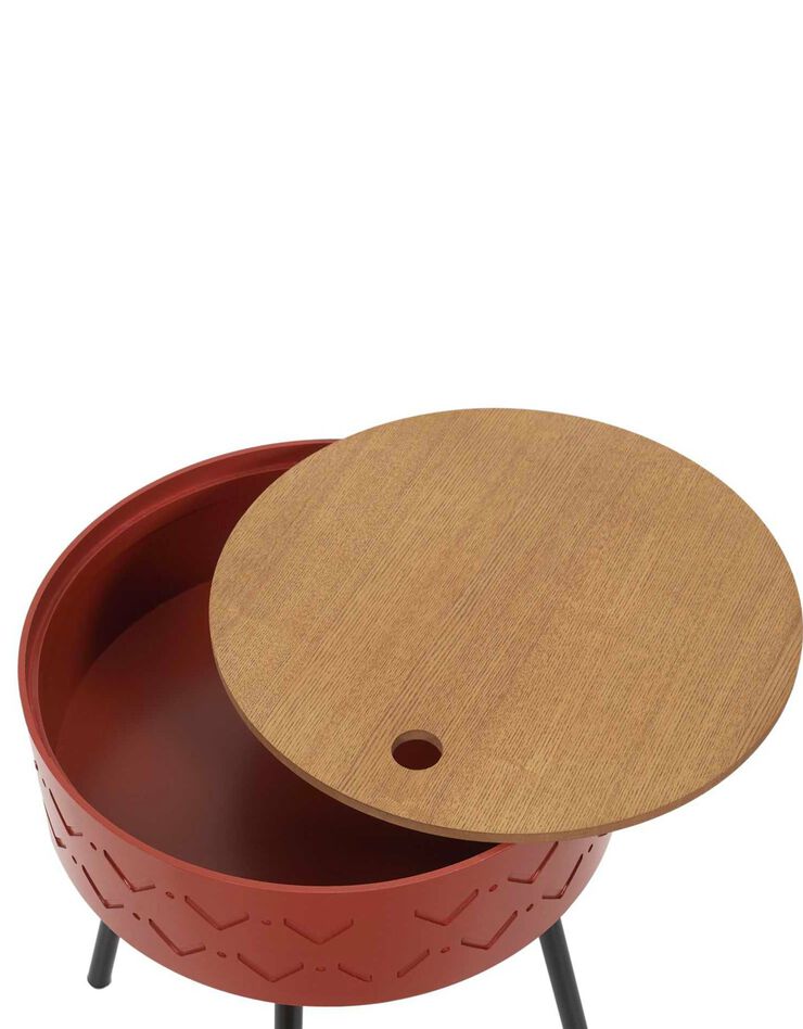 Table d’appoint-coffre déco - pieds métal (rouge)
