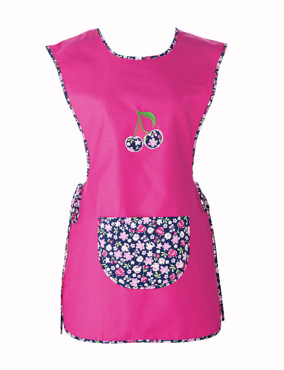 Tablier cuisine 7/8ème brodé sans manches (fuchsia)