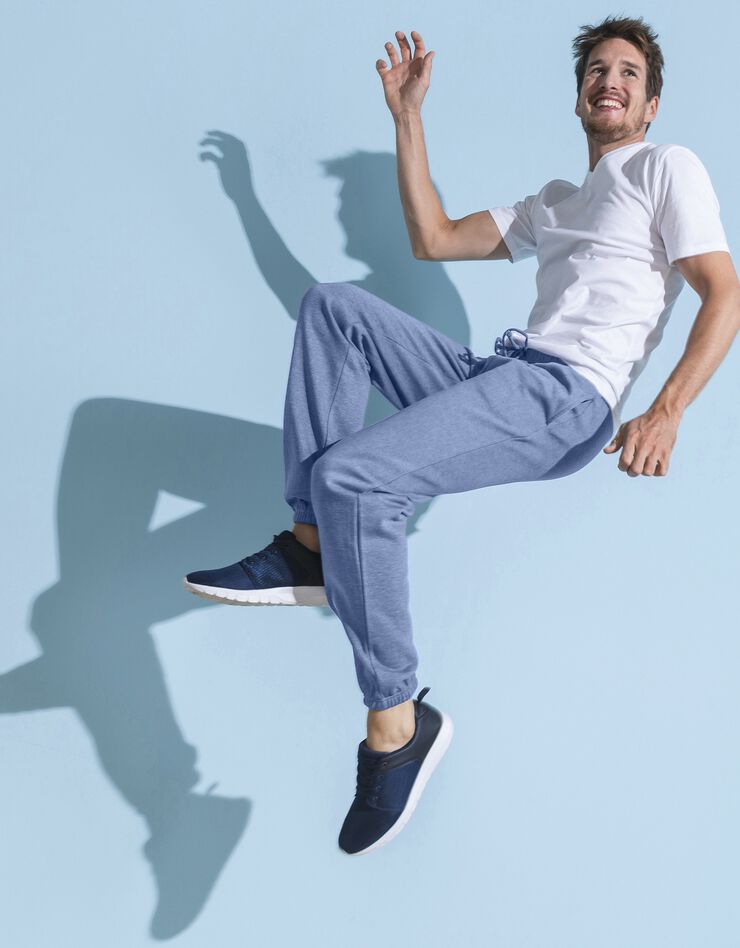 Pantalon jogging molleton bas élastiqué (bleu jean) Pantalon jogging molleton bas élastiqué (bleu jean)