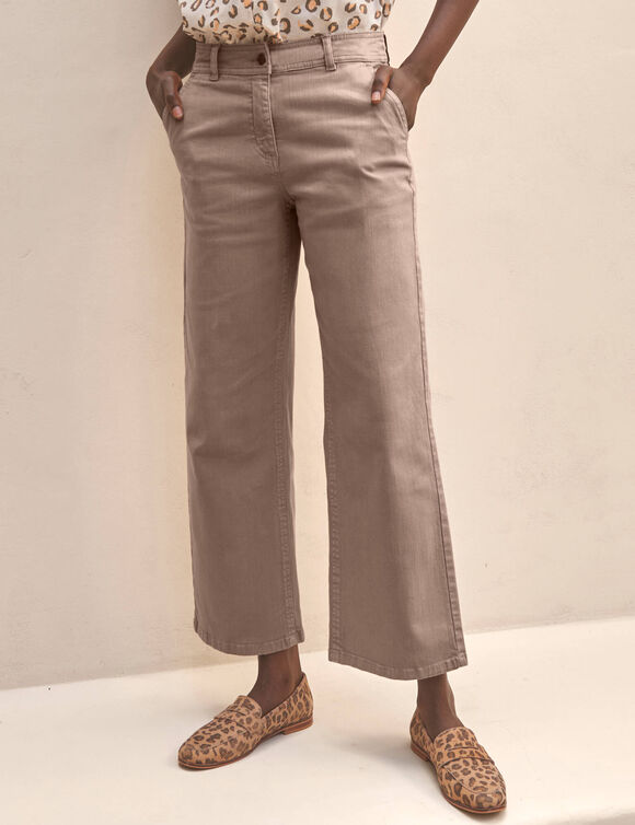 Pantalon large raccourci (taupe)