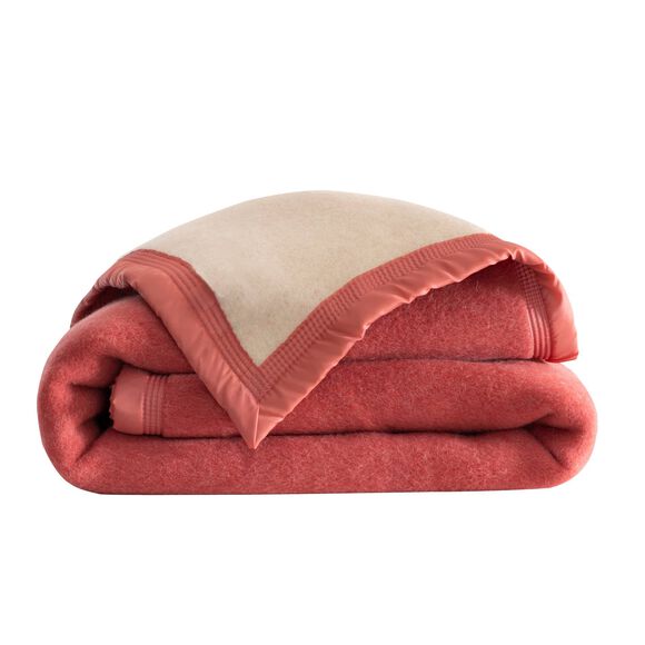 Couverture bicolore pure laine 600 g/m² (bois de rose)
