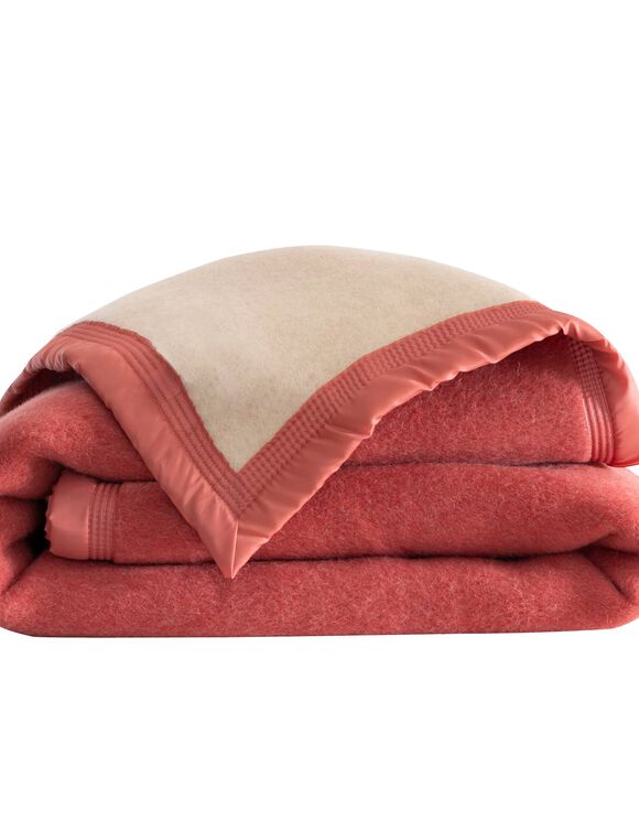 Couverture bicolore pure laine 600 g/m² (bois de rose)