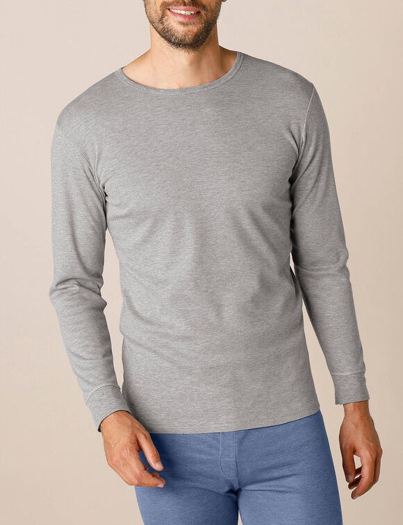 T-shirt sous-v&ecirc;tement homme col rond manches longues chaleur intense - lot de 2 (gris chin&eacute;)