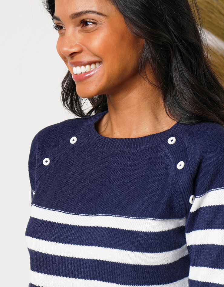 Pull marinière manches longues rayé (marine / écru) Pull marinière manches longues rayé (marine / écru)