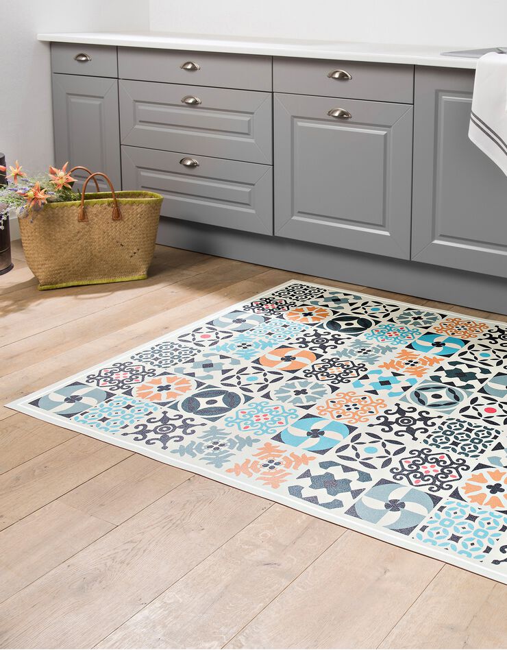 Tapis vinyle effet carreaux ciment couleur (multicolore) Tapis vinyle effet carreaux ciment couleur (multicolore)