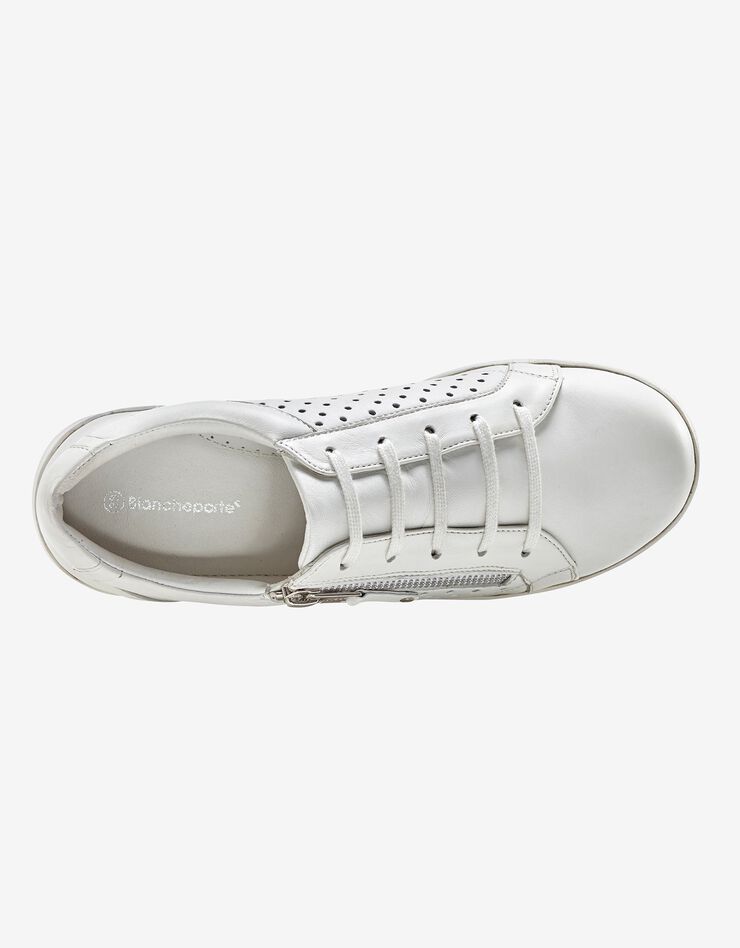 Tennis zippée en cuir perforé (blanc)
