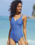 Maillot de bain 1 pièce Calayo, uni (bleu)