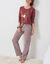 Pyjama pantalon "canards" et vichy en coton-flanelle + chouchou assorti (chocolat / &eacute;cru)