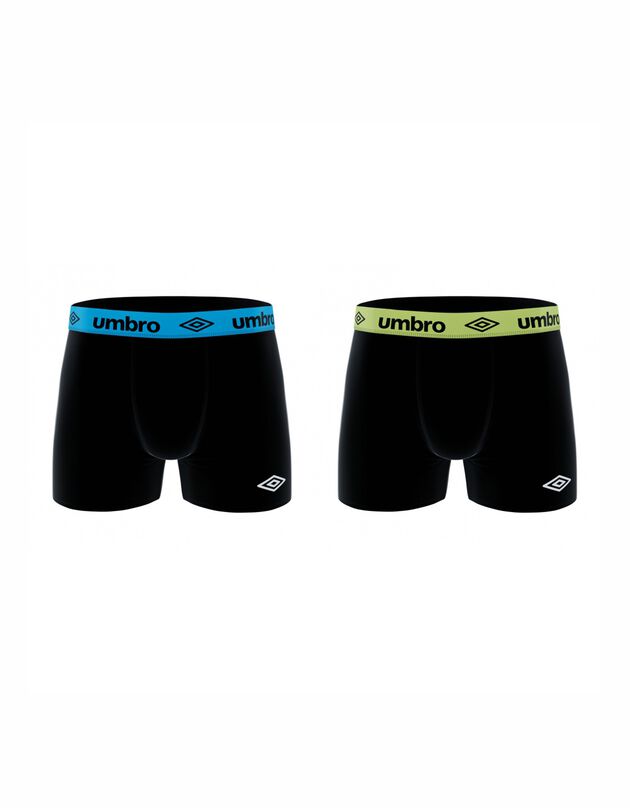 Boxer ASS1 Umbro® - lot de 2 (noir / bleu + noir / anis)