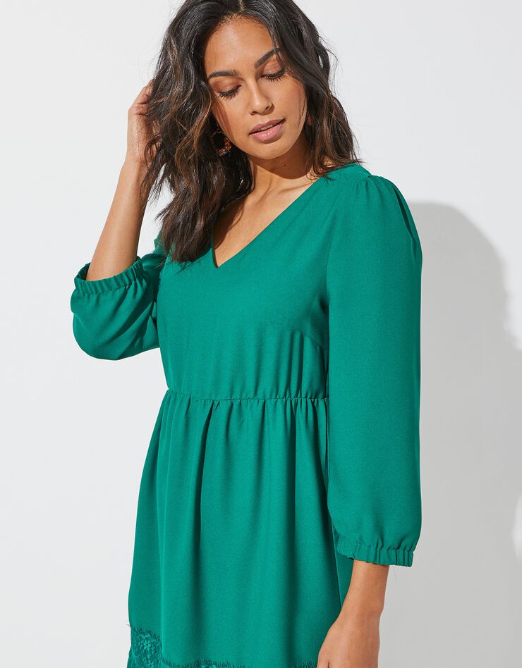 Robe dos croisé unie (vert) Robe dos croisé unie (vert)