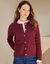 Cardigan uni maille fantaisie (prune)