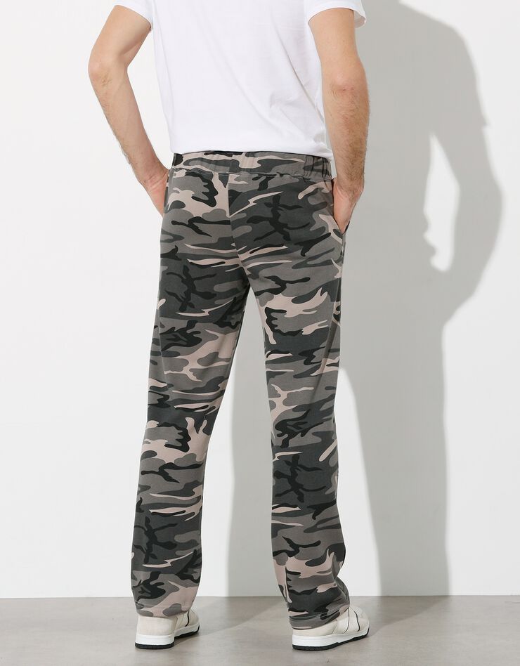 Pantalon jogging molleton bas droits (gris camouflage)