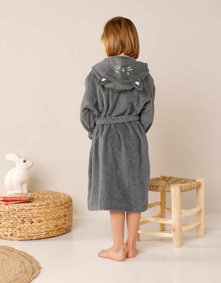 Peignoir de bain enfant personnalisable chat à capuche (anthracite)