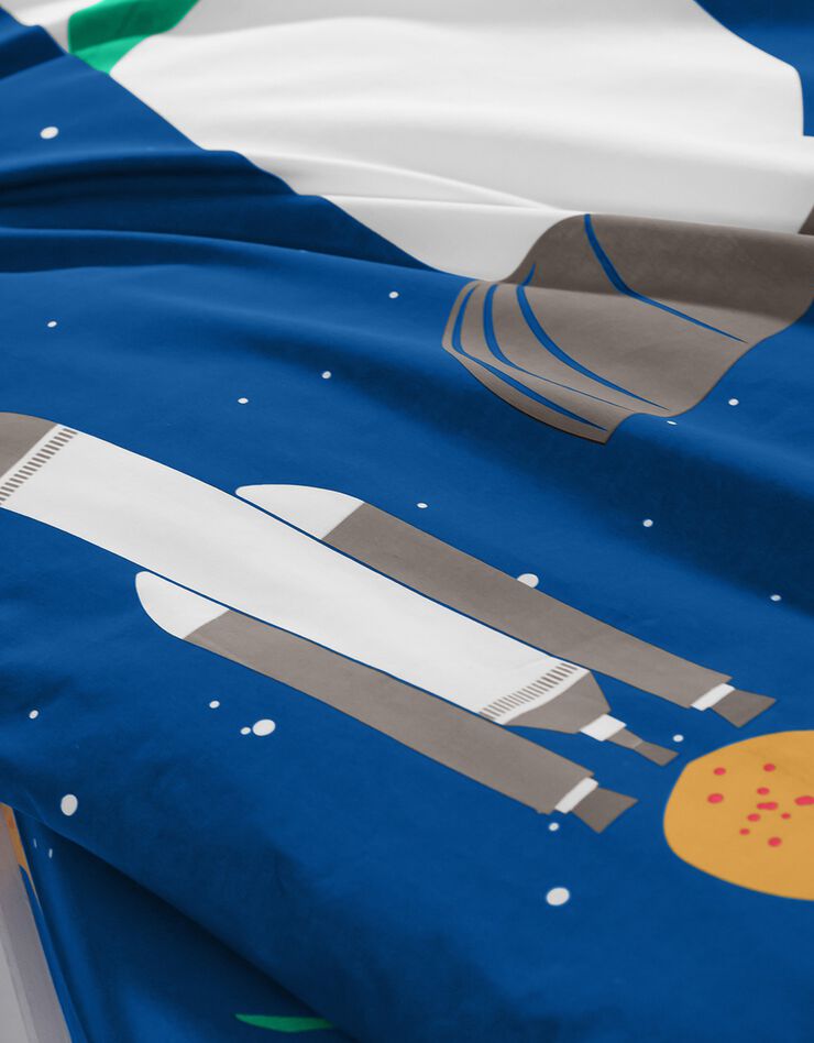 Linge de lit enfant déguisement Cosmos en coton (marine)