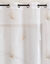 Voilage &eacute;tamine brod&eacute; feuilles (beige)