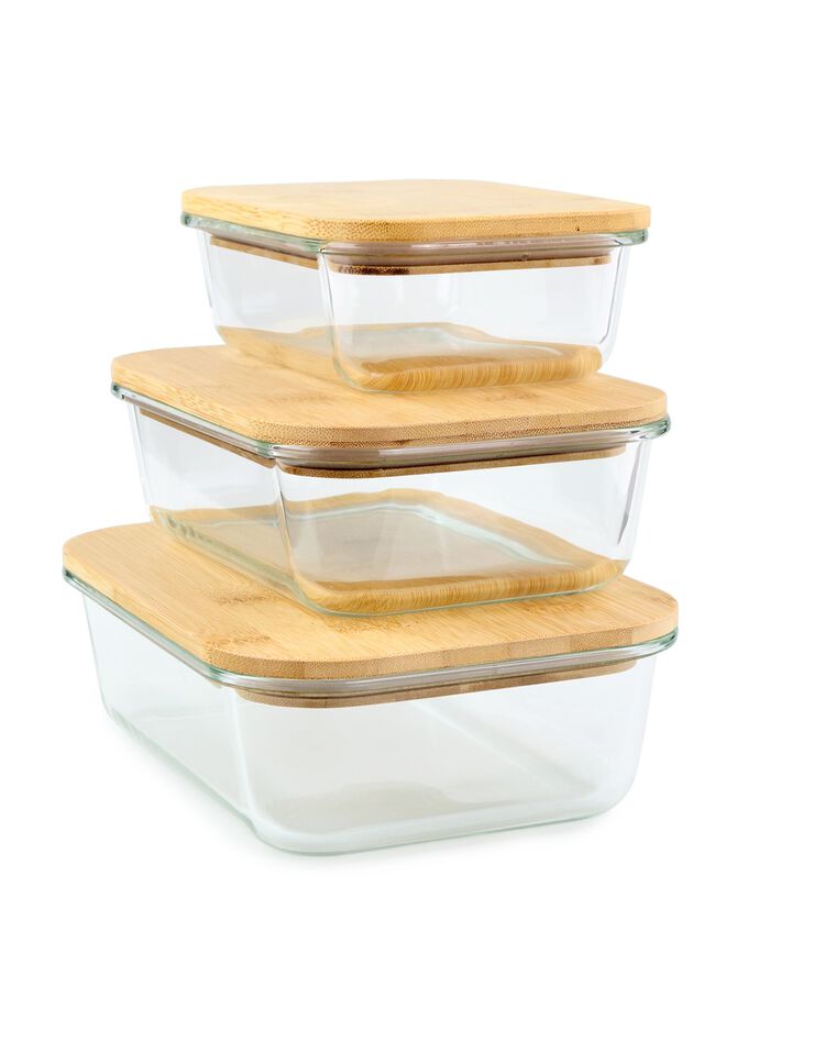 Plat verre couvercle bambou (transparent)