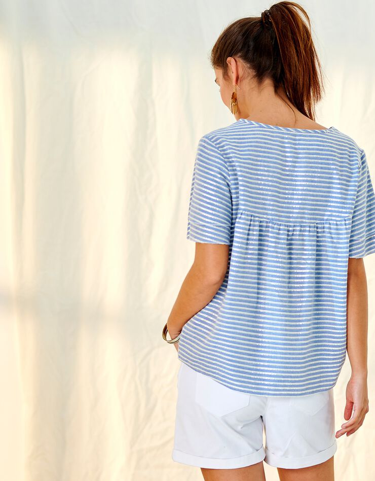 Blouse rayée macramé (bleu / blanc) Blouse rayée macramé (bleu / blanc)