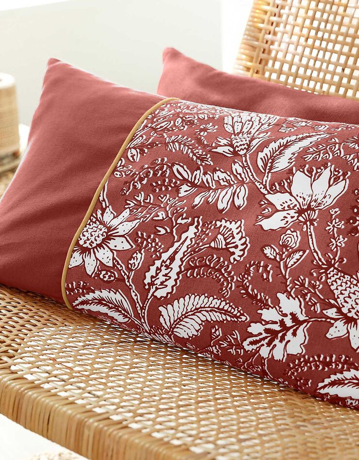 Housse de coussin rectangulaire imprimé fleurs indiennes - lot de 2 (bois de rose) Housse de coussin rectangulaire imprimé fleurs indiennes - lot de 2 (bois de rose)