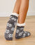 Chaussettes maille chenille fourrées antidérapantes  (gris)