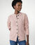 Cardigan boutonn&eacute; maille poilue fantaisie (rose poudr&eacute;)