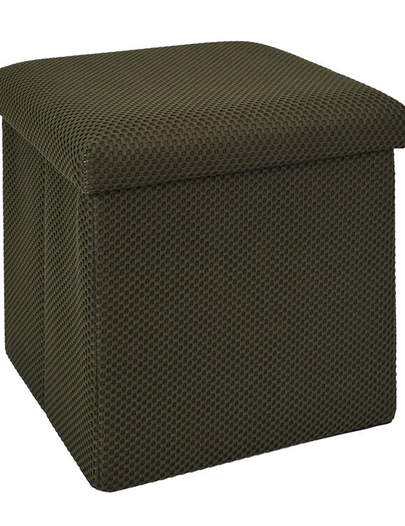 Coffre-pouf pliable, rev&ecirc;tement textur&eacute; (kaki)