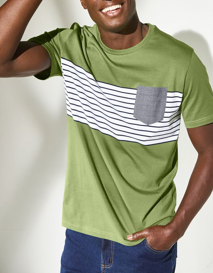 Tee-shirt rayé manches courtes (vert) Tee-shirt rayé manches courtes (vert)