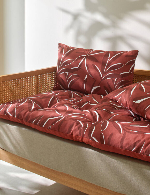 Long coussin de sol imprimé feuillage (terracotta)