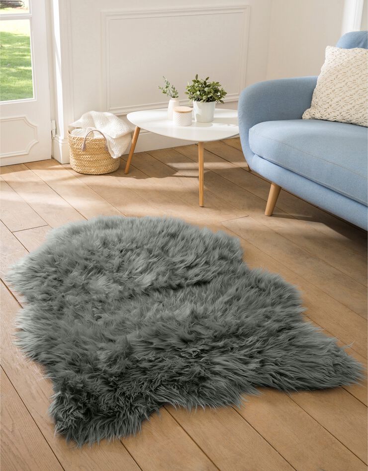 Tapis poils forme peau de bête (gris)