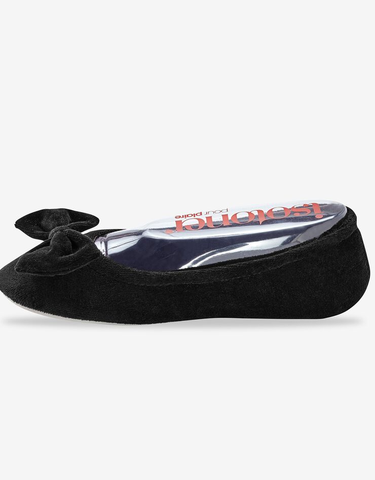 Ballerines velours uni issu de l'agriculture biologique - large noeud (noir) Ballerines velours uni issu de l'agriculture biologique - large noeud (noir)