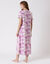 Chemise de nuit longue imprimée fleurie, manches courtes (violine)