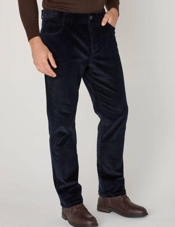 Pantalon 5 poches velours grosses c&ocirc;tes (marine)