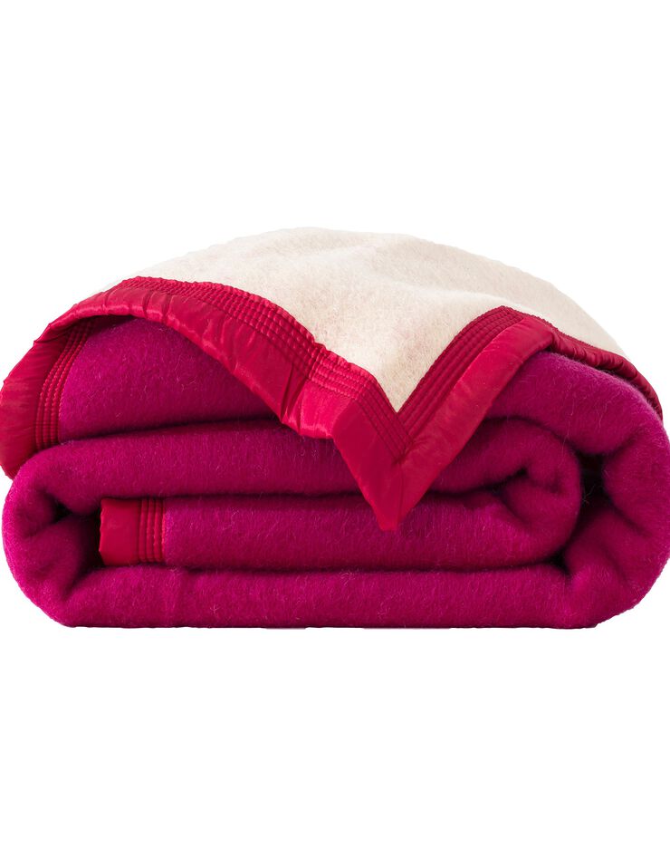 Couverture bicolore laine 600g/m2 (rose pivoine)