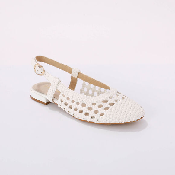 Ballerines tressage slingback (blanc)