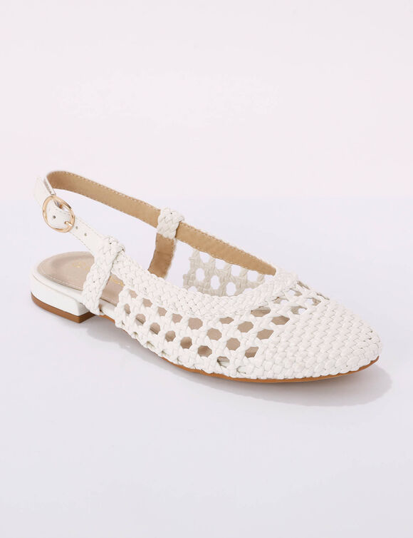 Ballerines tressage slingback (blanc)