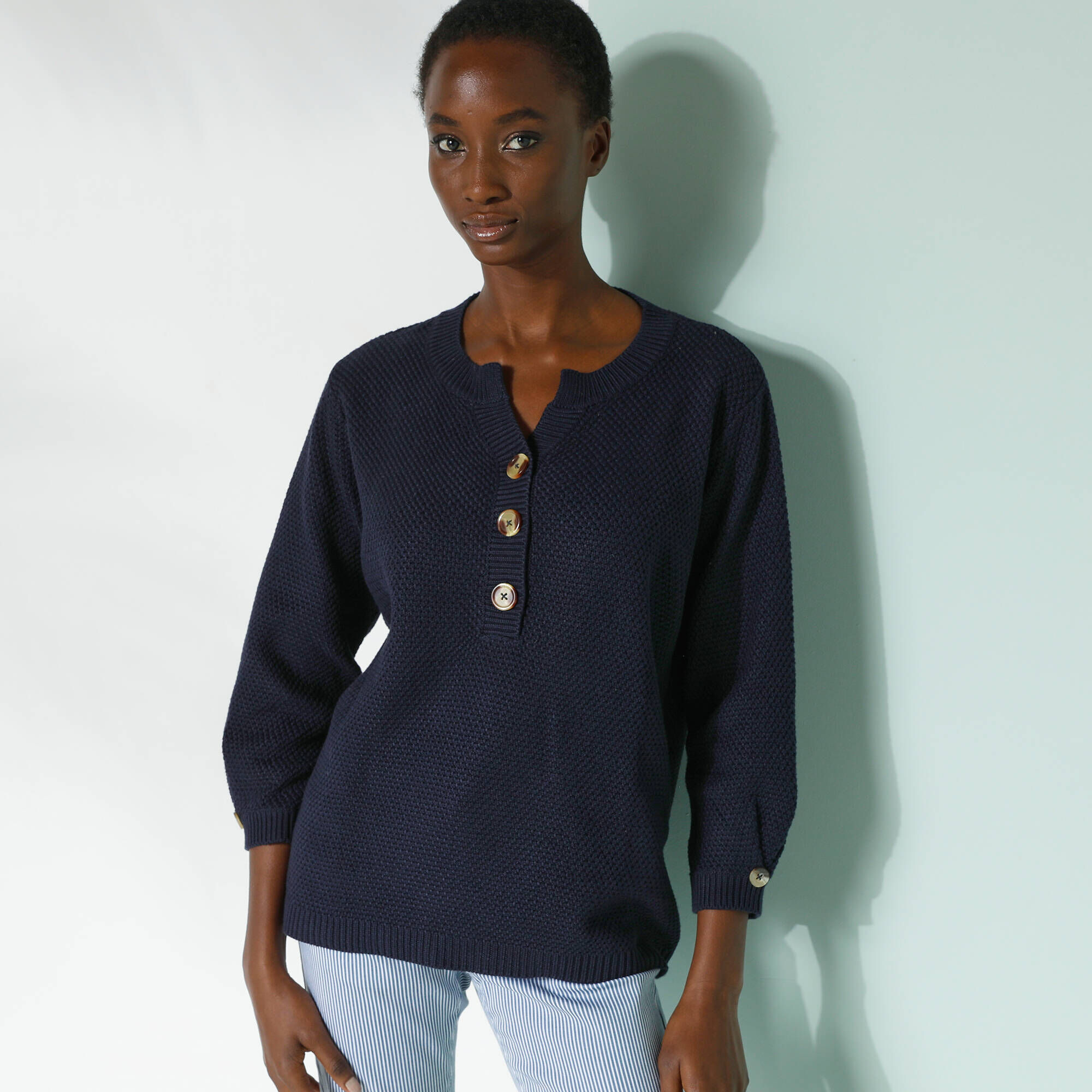 Tunique Pull Manches 3/4 YEST Noir Et Camel - Taille 14/16 - Neuf Sans étiquette