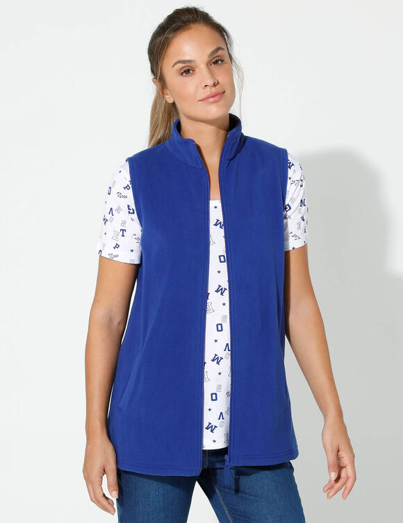 Veste polaire zippée sans manches (bleu dur)